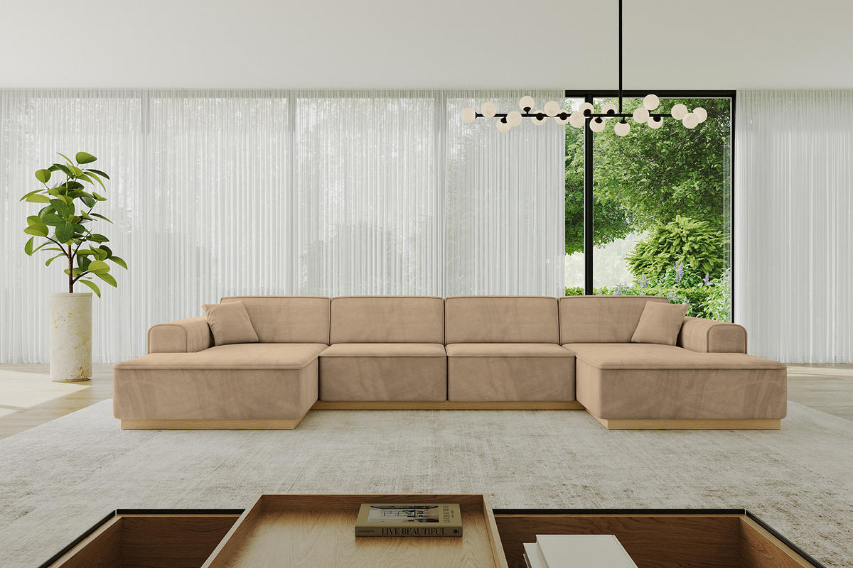 WOHNLANDSCHAFT IREA-U2-v2 - 388x171x83 cm Beige - Beige, Holzwerkstoff/Textil (388/83/171cm) - ALTDECOR