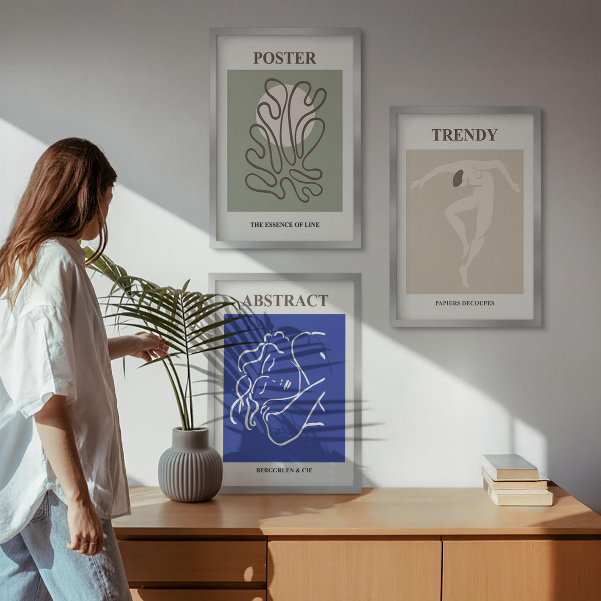 WANDBILDER 3er Set - 40x60 cm Silberner Rahmen - Henri Matisse Pastellgrafiken - Silberfarben, Kunststoff (40/60cm) - ArtPrintCave