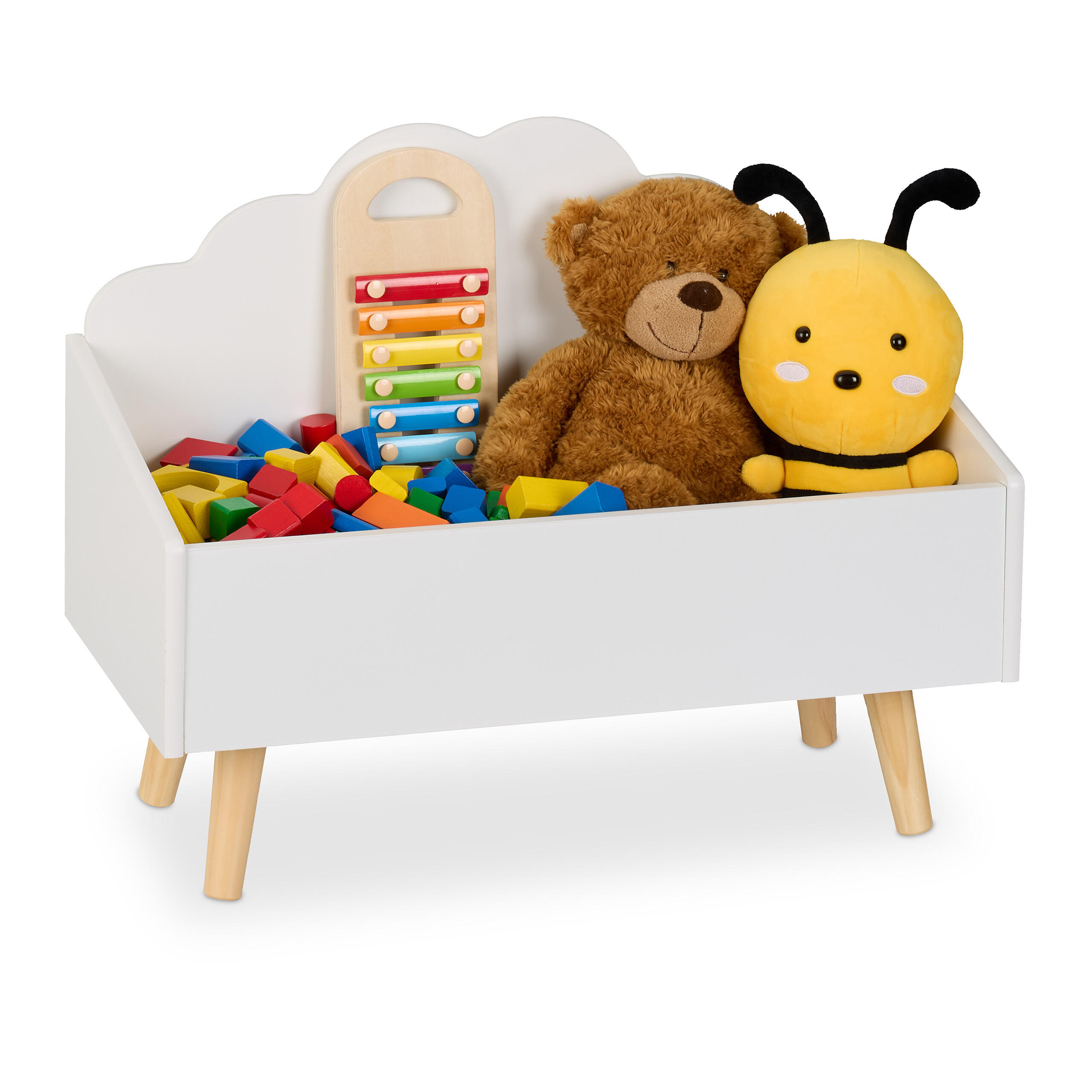 Relaxdays Kindertruhe Weiß 58x28 cm
