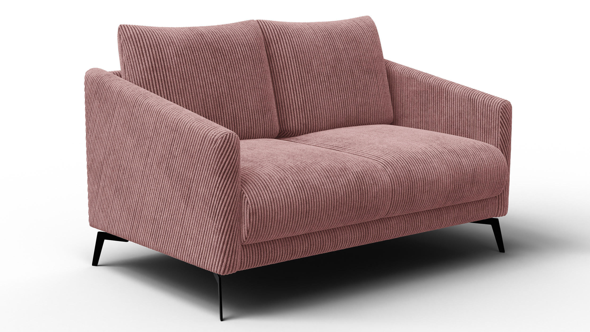 SOFA VILT 2-Sitzer, altrosa - Schwarz/Altrosa, Holzwerkstoff/Textil (142/89/94cm) - Courtois Laville