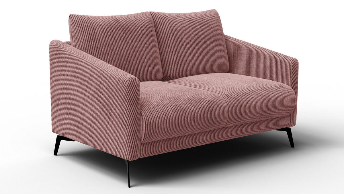 SOFA VILT 2-Sitzer, altrosa - Schwarz/Altrosa, Holzwerkstoff/Textil (142/89/94cm) - Courtois Laville