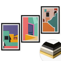 WANDBILDER 3er-Set - 40x60 cm Schwarzer Rahmen - Farbenfrohe Illustrationen der Stadt - Schwarz, Kunststoff (40/60cm) - ArtPrintCave