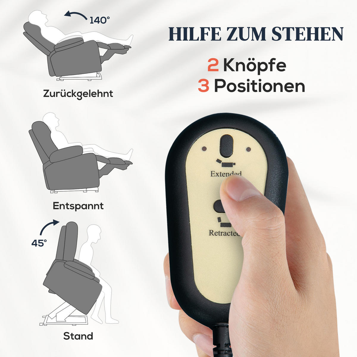 FERNSEHSESSEL mit Aufstehhilfe, Relaxsessel mit Liegefunktion, Taschenfeder - Grau, Metall (68/104/88cm) - HOMCOM