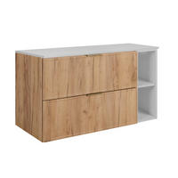 BADEZIMMERSCHRANK, Craft-Eiche / Weiß, Goldene Griffe, 100 (80 + 20) x 46 x 57 cm - Eichefarben/Goldfarben, Holzwerkstoff/Kunststoff (100/57/46cm) - 3XE LIVING