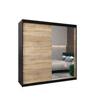 SCHWEBETÜRENSCHRANK 200/200/62 2-türig - Silberfarben/Schwarz, Holz/Kunststoff (200/200/62cm) - MÖBEL KRYSPOL