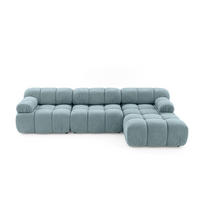 MODULARES Ecksofa MOMENTUM L, Rechts, Breite 282 cm, strukturierter Stoff, Hellblau - Chromfarben/Hellblau, Holz/Textil (155/282cm) - Muffo