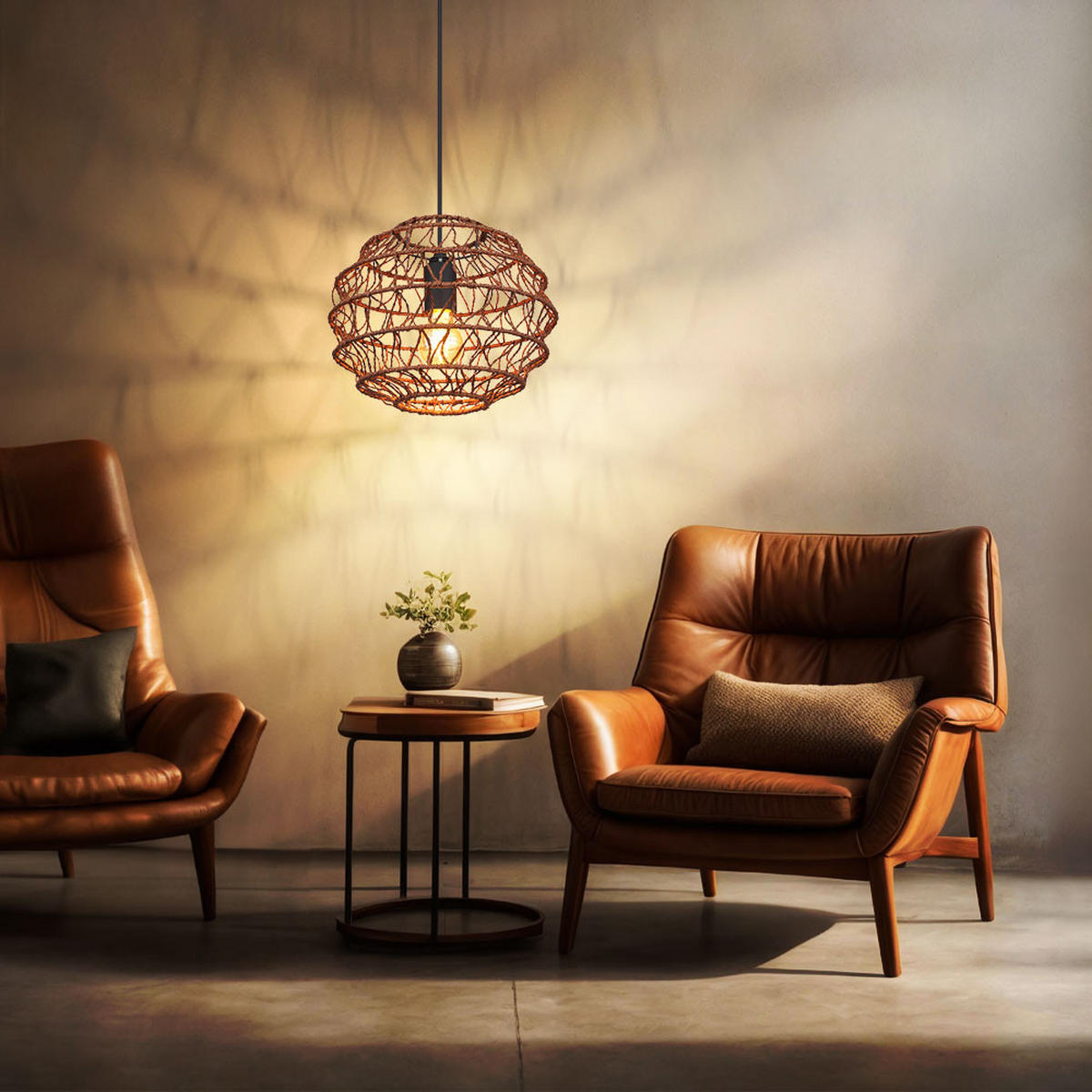 PENDELLEUCHTE SENNI Metall Braun - Braun, Metall (29/29/120cm) - Globo Lighting