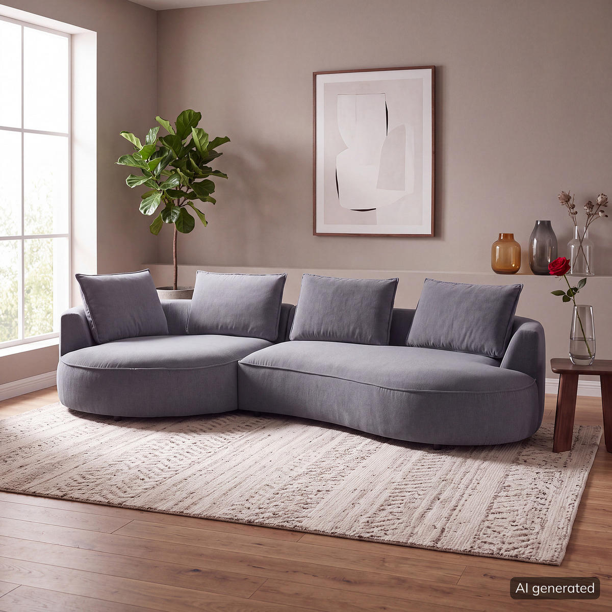 BIGSOFA - Grau, Kunststoff/Textil (322/82/154cm) - home24