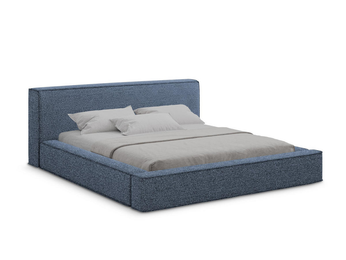 POLSTERBETT mit Bettkasten und Lattenrost 180x240 Blau - Blau/Schwarz, Kunststoff/Textil (140/200cm) - Makamii