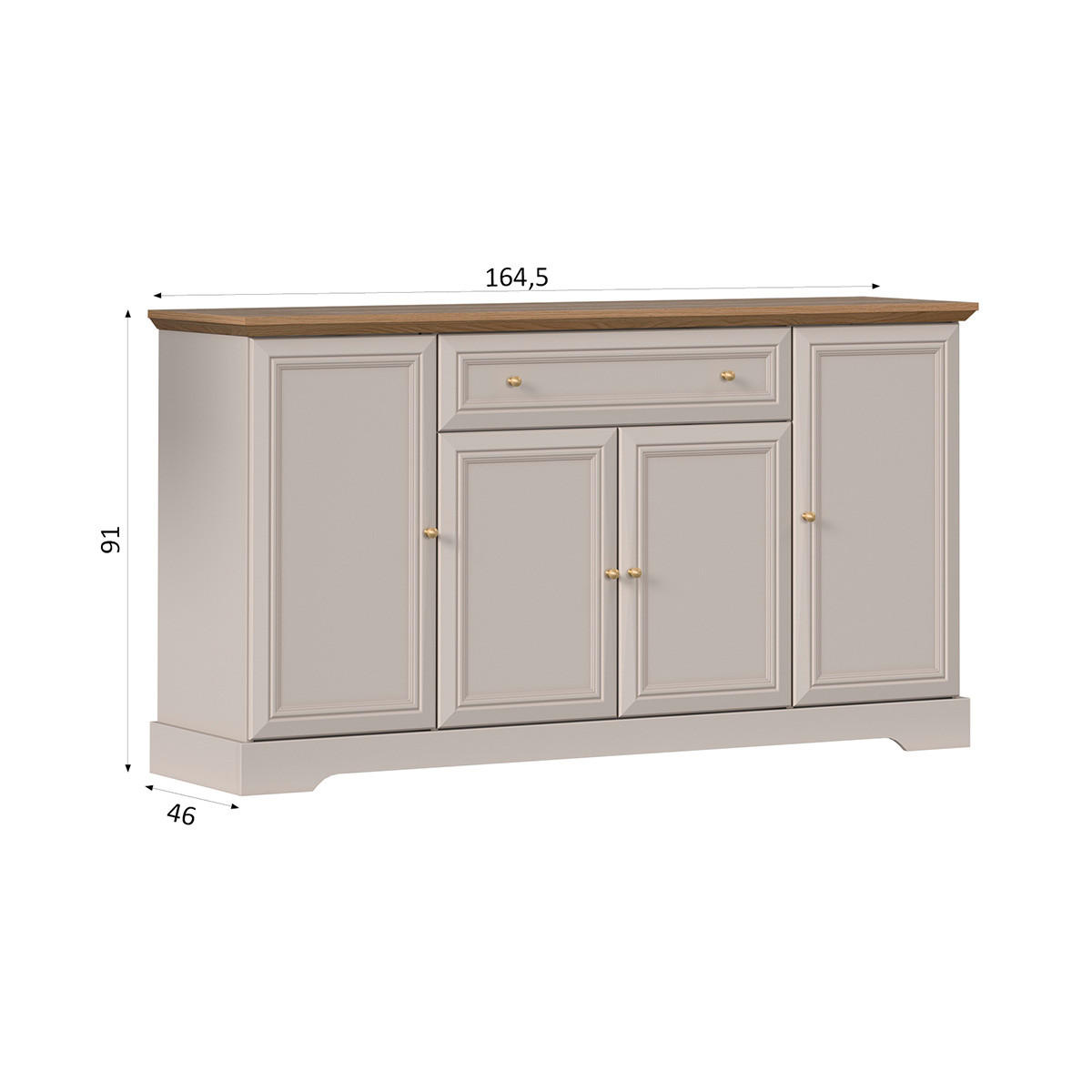 SIDEBOARD Dulci Kašmír a dřevo - béžová, kompozitní dřevo (164.7/91.5/46.2cm) - Petits-meubles