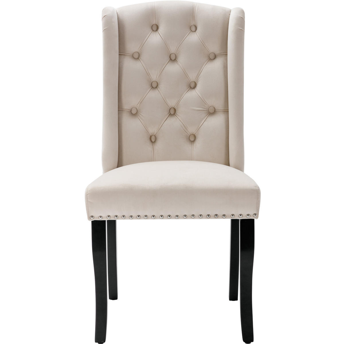 ESSZIMMERSTUHL 2er-Set gepolstert Samt Beige mit Eichenbeinen - Beige, Metall (45/100/61cm) - Meubliv