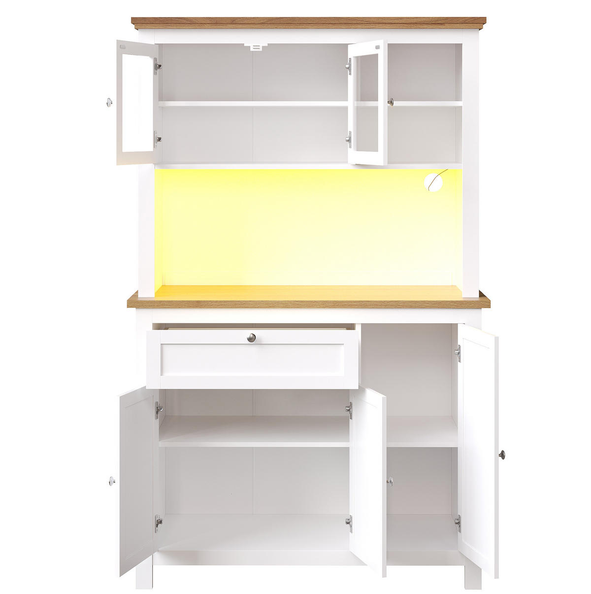 KÜCHENSCHRANK mit LED 104 x 40 x 180 cm MDF White - Weiß, Holzwerkstoff (40/180/104cm) - Meubliv