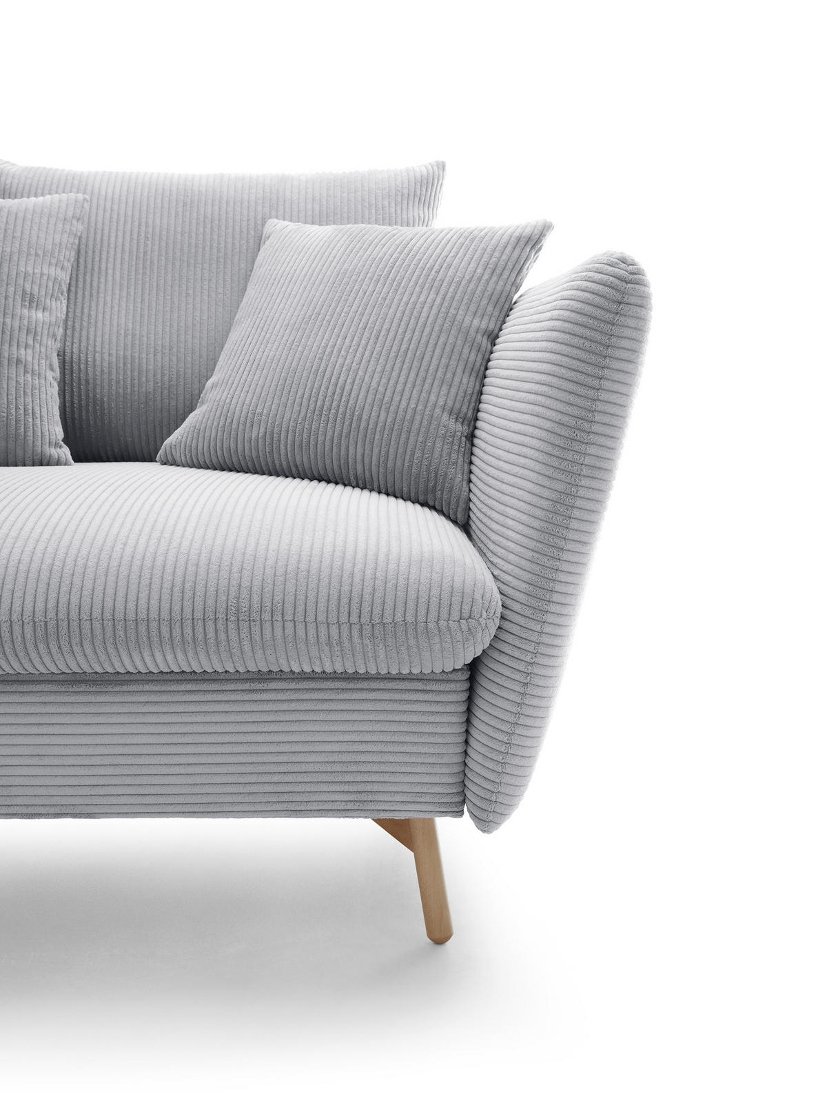 ECKSOFA Savona L-Form 260 cm, Cordstoff, Links, Hellgrau - Hellgrau, Holz (258/167cm) - Emporius