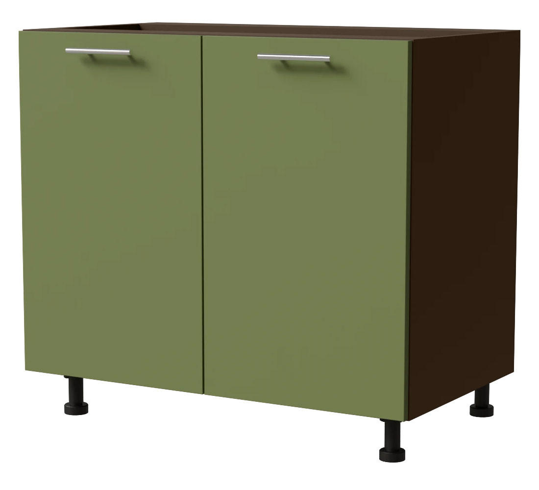 KÜCHENUNTERSCHRANK Brerra D11/90 Korpus lava / Front RAL 6025 farngrün Matt 90 / 50 / 82 cm - Dunkelgrau/Grün, Holz/Holzwerkstoff (90/82/50cm) - Feldmann-Wohnen