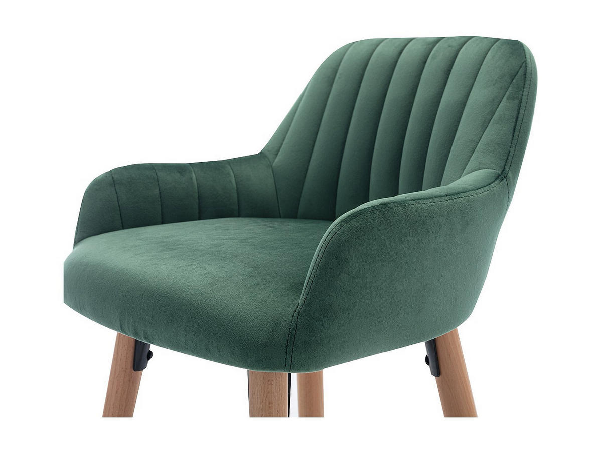 BARHOCKER - Samt & Buche - Dunkelgrün - ELEANA - Grün, Textil (47/98/52cm) - Vente-Unique