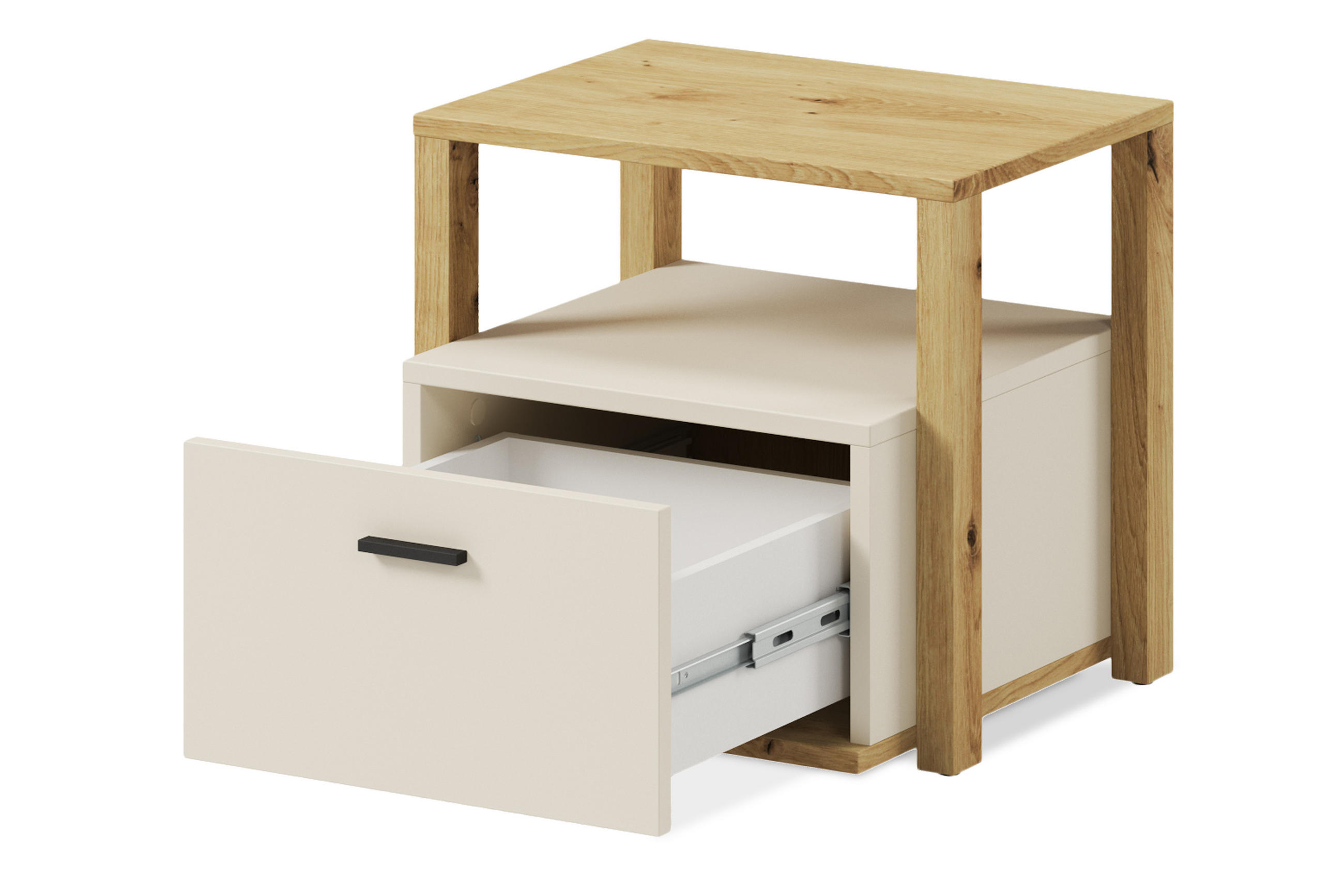 KINDER-NACHTTISCH TRIDA mit Schublade, creme/artisan eiche - Creme/Eiche Artisan, Holz (45/42/40cm) - KONSIMO®