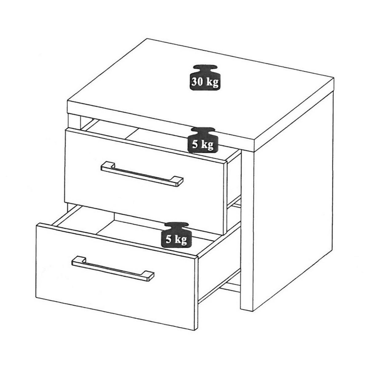 NACHTKONSOLEN 2ER SET Eiche ribbeck je 43 / 35 / 39cm - Eichefarben/Schwarz, Holz/Holzwerkstoff (43/39/35cm) - Feldmann-Wohnen