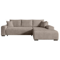 ECKSOFA Nelly mit Bettkasten und Schlaffunktion, Cordstoff in L-Form - Beige, Textil (270/185cm)
