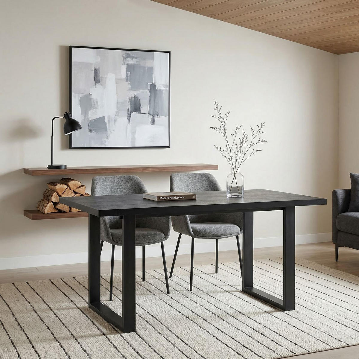 ESSTISCH LESINA schwarz - Schwarz, Holzwerkstoff (80/160/77cm) - IDIMEX