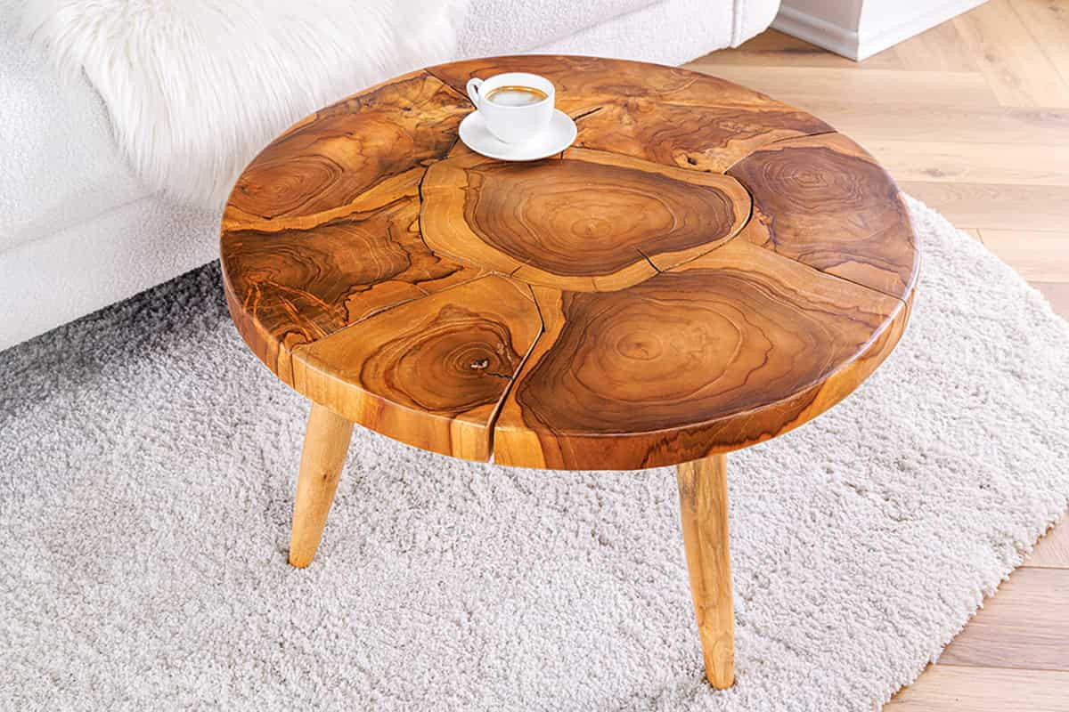 COUCHTISCH MOSAIK Teakholz rund Natur 60cm - Braun, Holz (60/60/40cm) - riess-ambiente