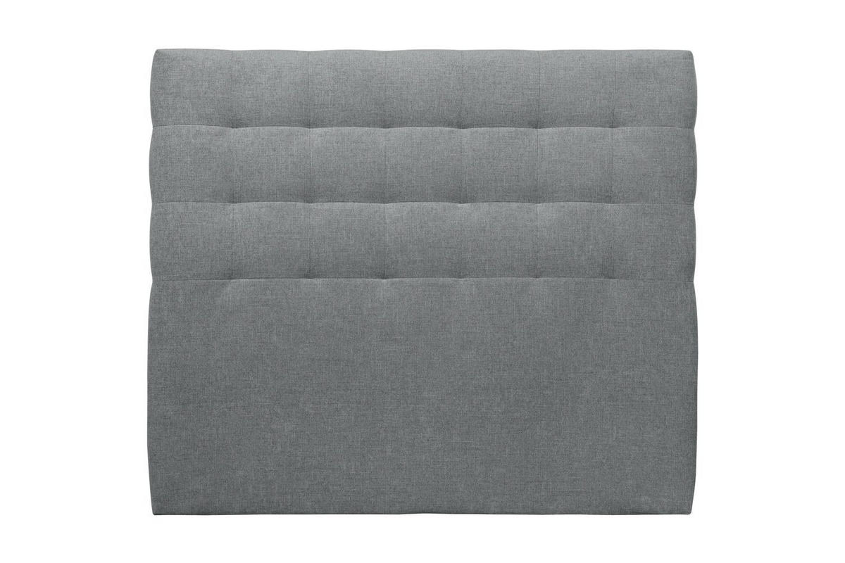 KOPFTEIL gepolstert - Gesteppt – Anthrazitgrauer Stoff - 200 cm - Beige/Anthrazit, Holz (200/120/10cm) - Sommeil de Plomb