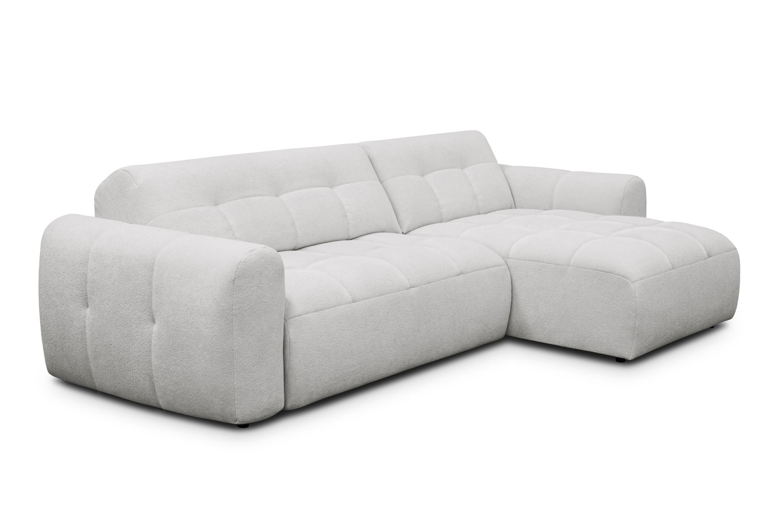 ECKSOFA LUMERO 4-Sitzer RECHTS, hellgrau - Hellgrau/Schwarz, Holz/Textil (275/166cm) - Courtois Laville