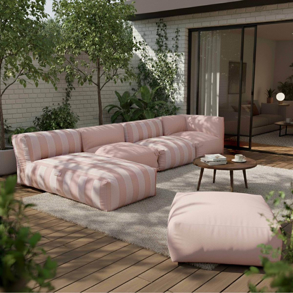GARTENSESSEL, Puderrosa - Pink, Textil - Oviala