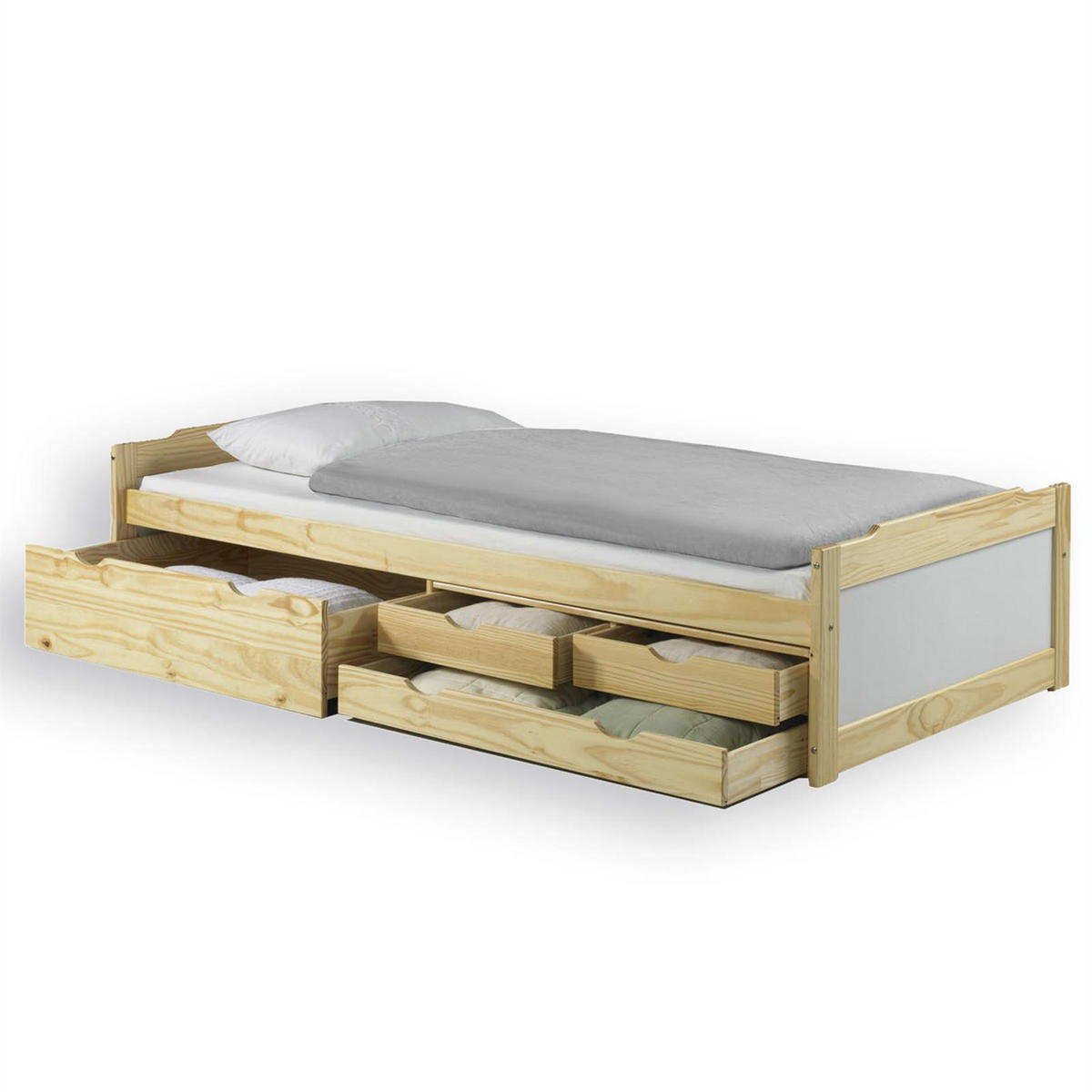 FUNKTIONSBETT ANDREA 90X200 CM - Naturfarben/Weiß, Holz (99/49/205cm) - IDIMEX