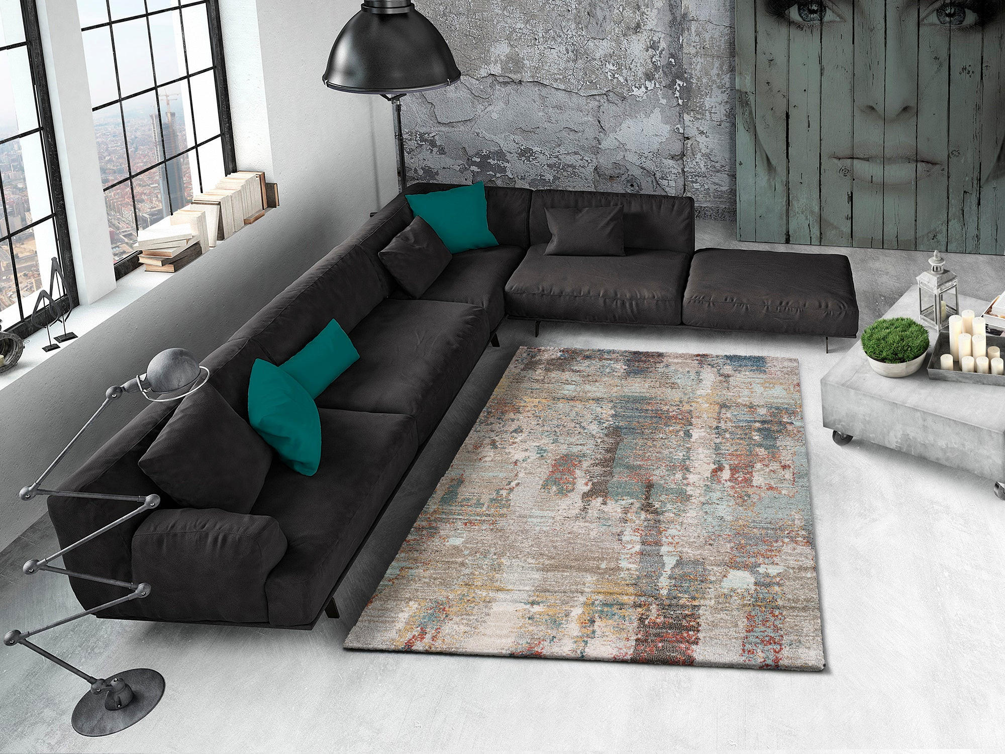 Thumbnail - Atticgo Webteppich, Mehrfarbig, Pastellblau, Beige, Rosa, Textil, Abstrakt, Rechteckig, 160x230 cm, Oeko-Tex® Standard 1...