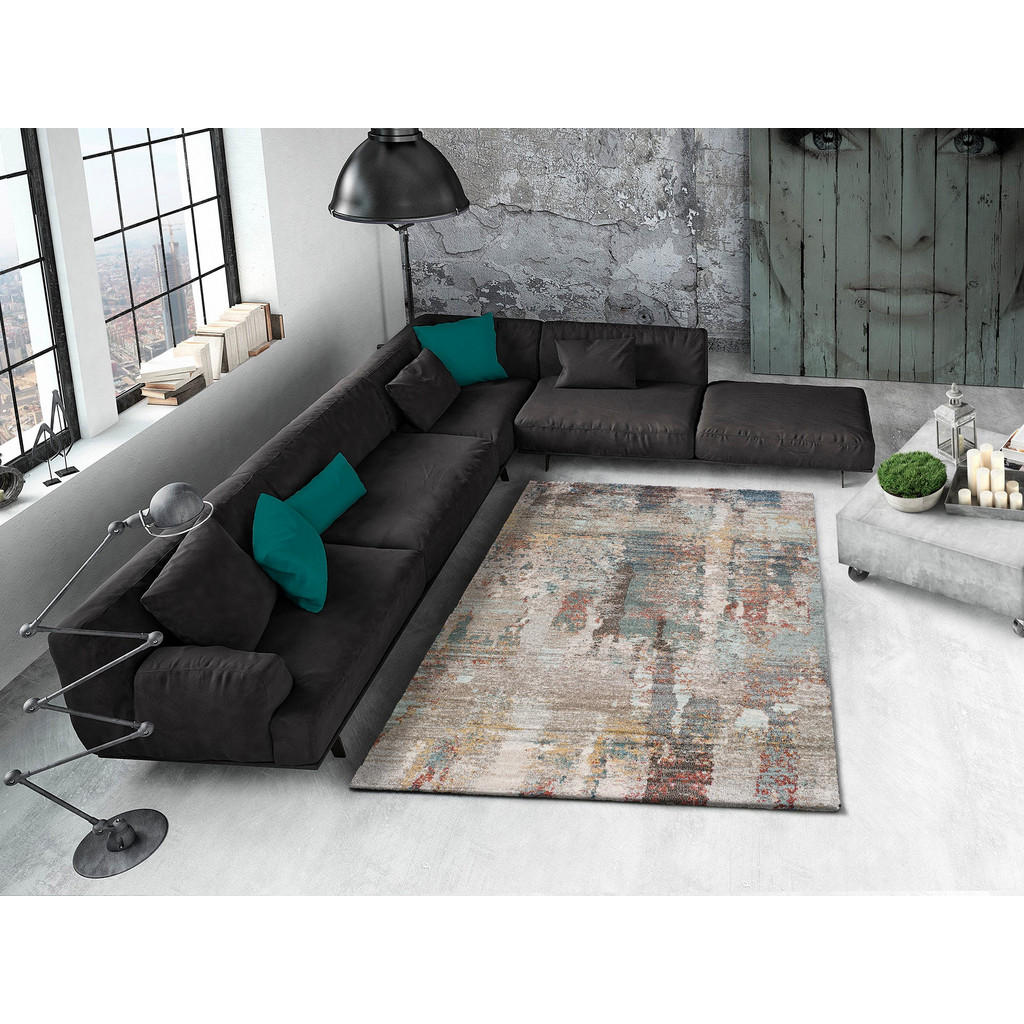 Thumbnail - Atticgo Webteppich, Mehrfarbig, Pastellblau, Beige, Rosa, Textil, Abstrakt, Rechteckig, 80x150 cm, Oeko-Tex® Standard 10...