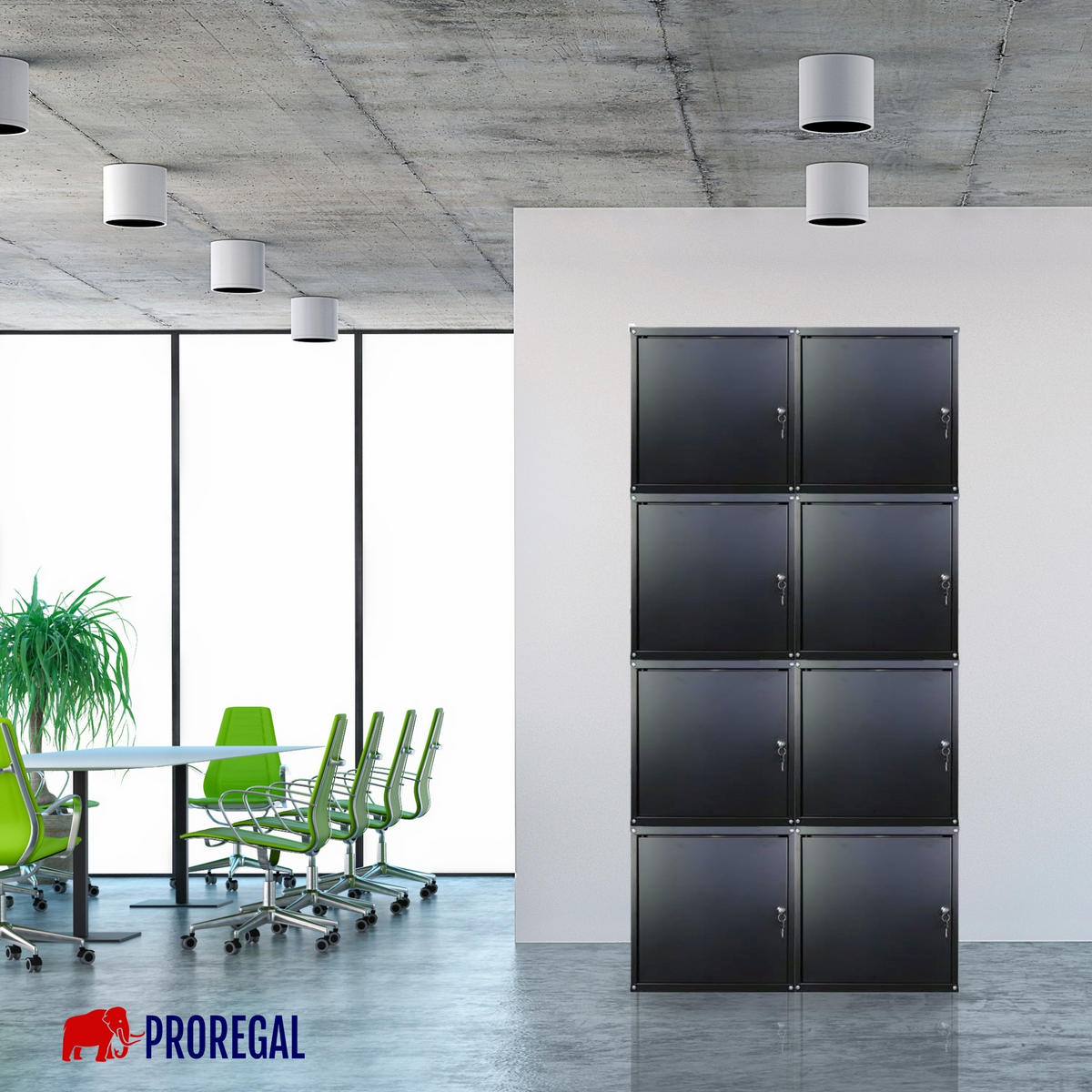 SCHLIESSFACHWÜRFEL Cubic HxBxT 35x35x35 cm Schwarz - Schwarz, Metall (35/35/35cm) - PROREGAL