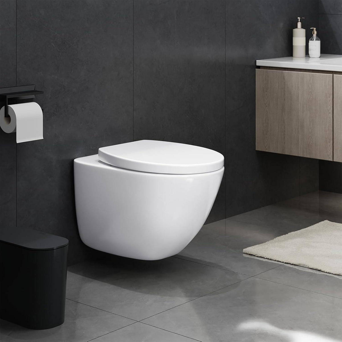 WC SITZ mit Absenkautomatik,Fast Fix Toilettensitz,Weiß Oval - Weiß, Kunststoff (37/6.6/45cm) - Woltu