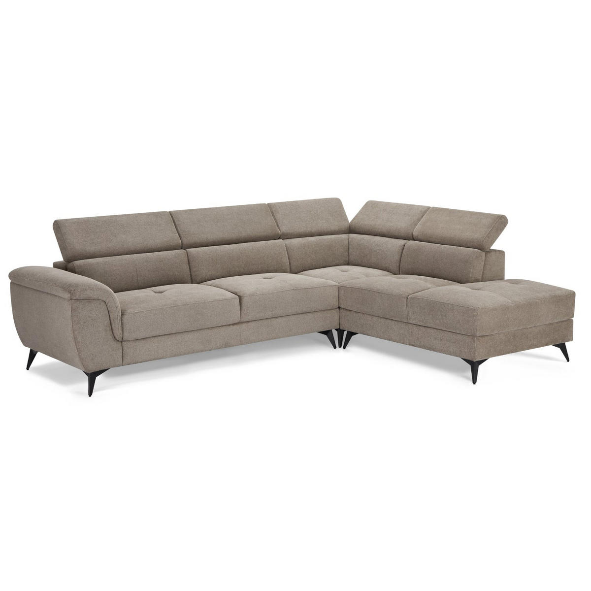 ECKSOFA Webstoff Beige - Beige/Schwarz, Textil/Metall (290/95cm) - Furnhouse
