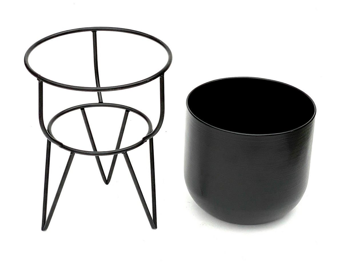 BLUMENHOCKER Metall Schwarz 26/26/42,5 cm - Schwarz, Metall (22/35.5/22cm) - DanDiBo