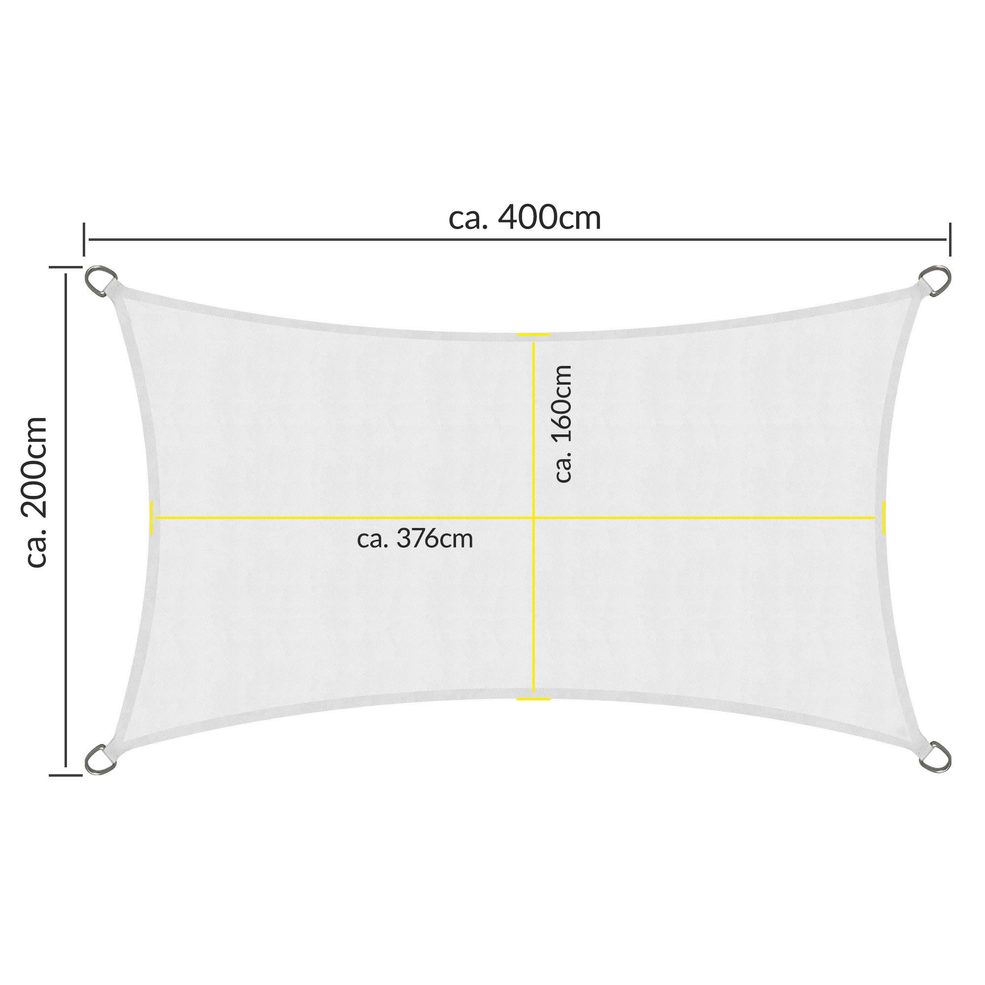 SONNENSEGEL SolVision PS9 200/400 cm rechteckig Weiß PE - Weiß, Kunststoff (400/200cm) - Sol Royal