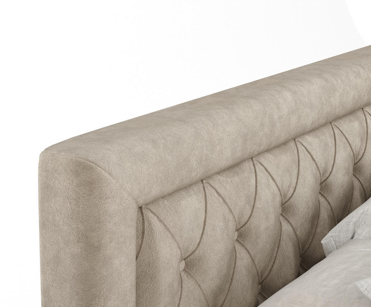 BOXSPRINGBETT Lavello Beige 140/200 cm mit Latex-Topper - Beige/Silberfarben, Holz/Holzwerkstoff (140/200cm) - Maison de Reve