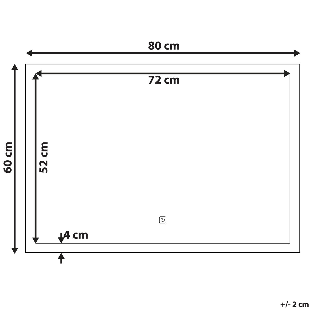 BADSPIEGEL mit LED-Beleuchtung rechteckig 80/60 cm Adour - Silberfarben, Kunststoff (80/60/4cm) - Beliani