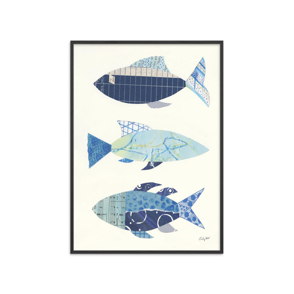 POSTER mit Rahmen Wild Apple - Go With the Flow IV - Blau/Schwarz, Holz/Papier (50/70cm) - Poster&Frame