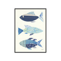 POSTER mit Rahmen Wild Apple - Go With the Flow IV - Blau/Schwarz, Holz/Papier (50/70cm) - Poster&Frame