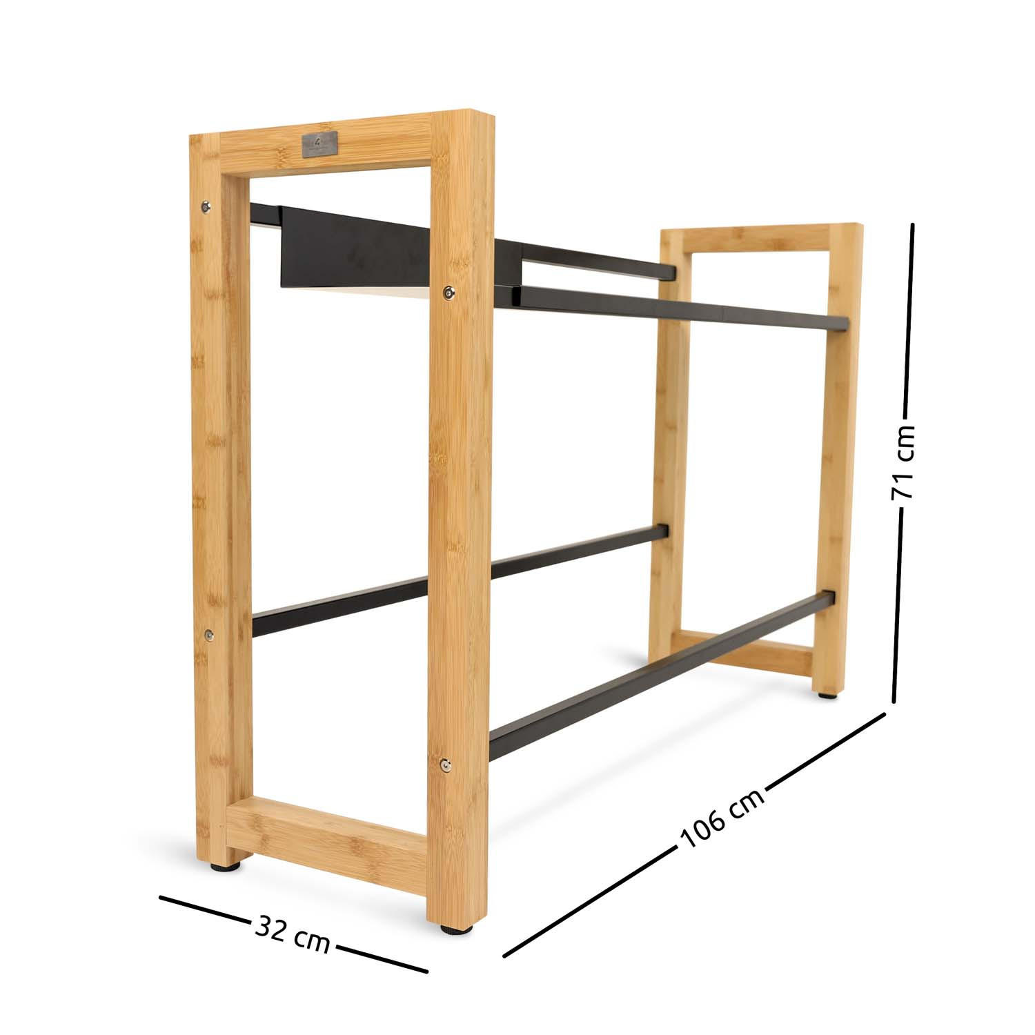GETRÄNKEKISTENREGAL inkl. Ablage - Bambus / Schwarz - 4 Kisten - Naturfarben, Holz (106/71/32cm) - holz4home