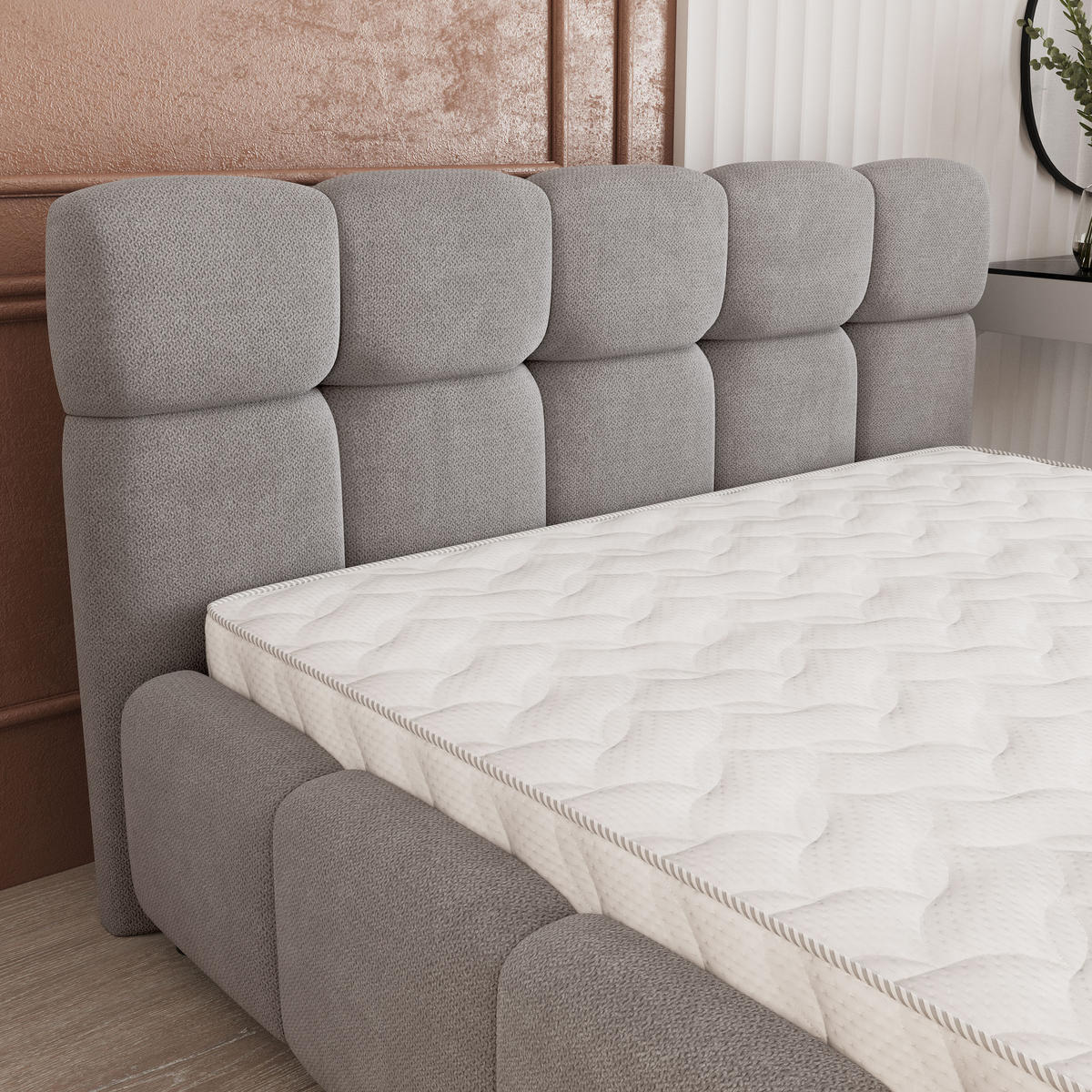 POLSTERBETT FARU SR 180x200 cm mit Bettkästen - Grau - Grau, Holz (180/200cm) - MASSENO