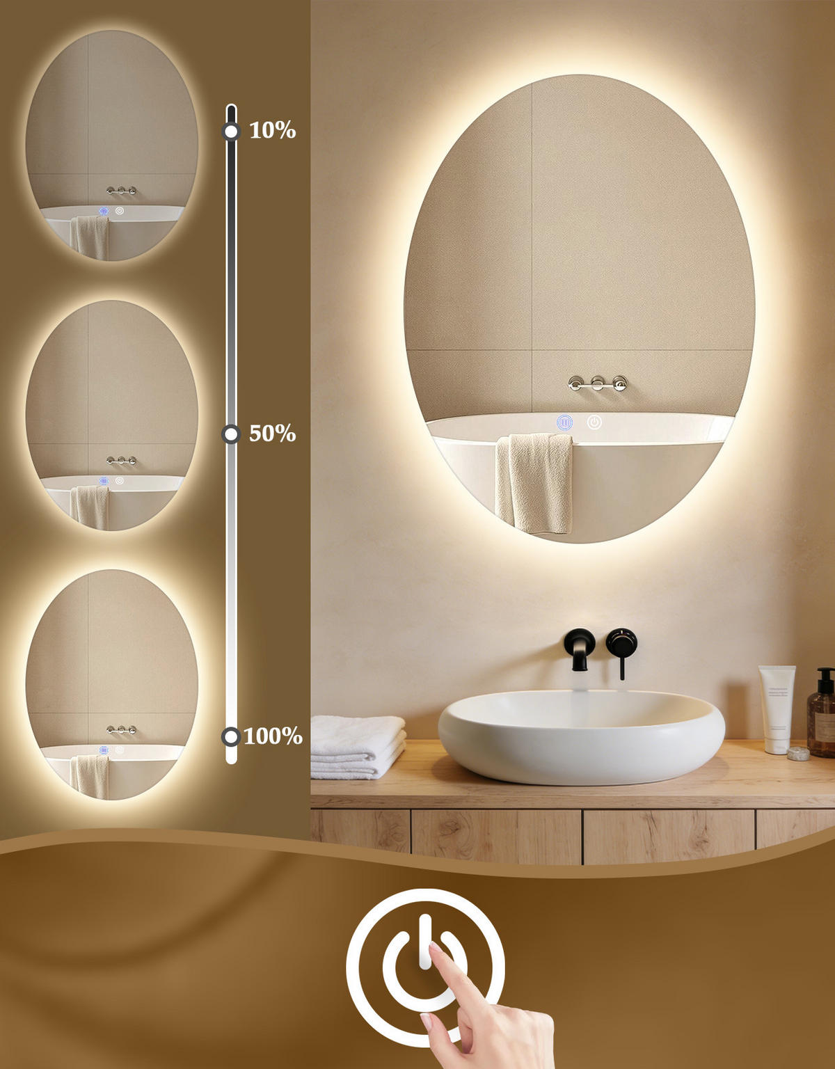 LED BADEZIMMERSPIEGEL 3/60/80cm - Weiß, Glas (3/80/60cm) - Nettlife