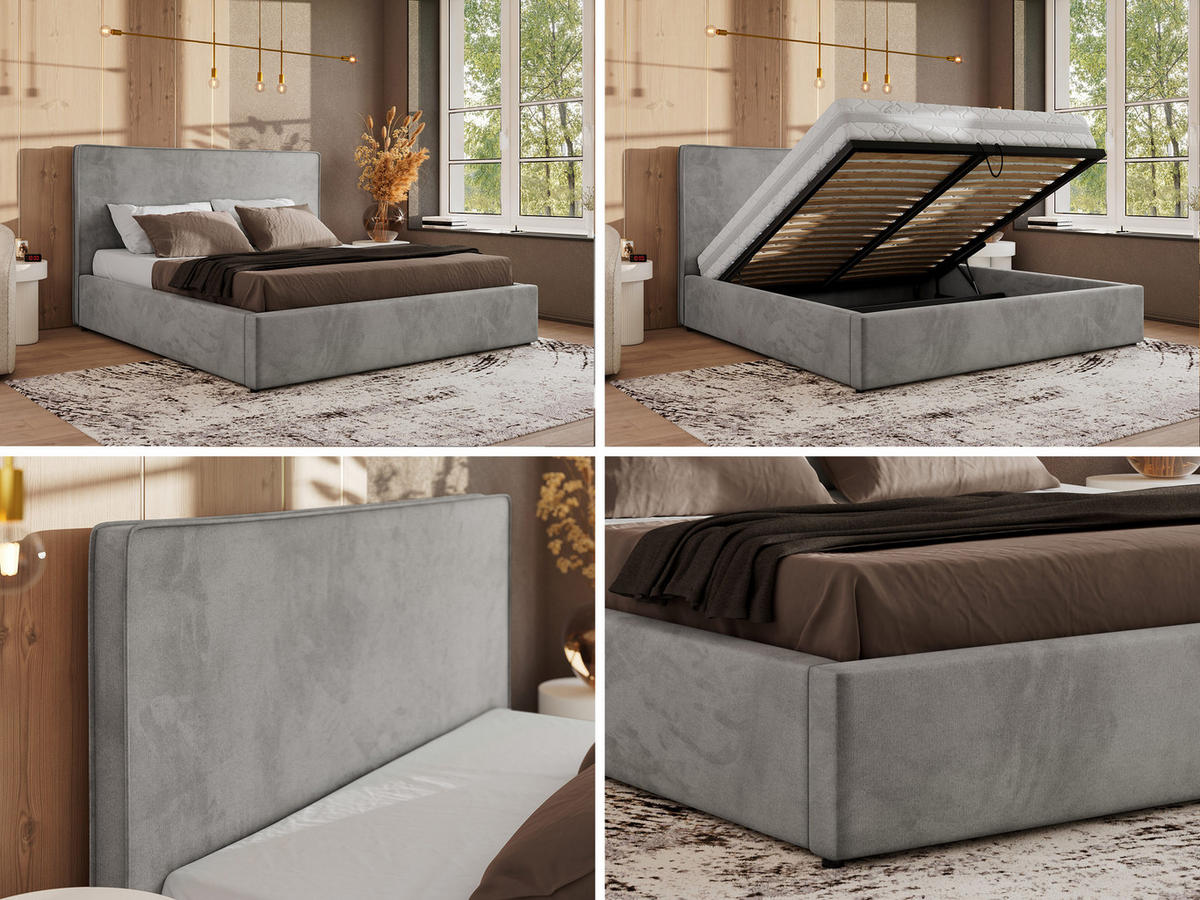 POLSTERBETT CORIVO CLASSIC 200/200 - Hellgrau Velvet - Pocket-Matratze - Hellgrau, Textil (200/200cm) - MKS