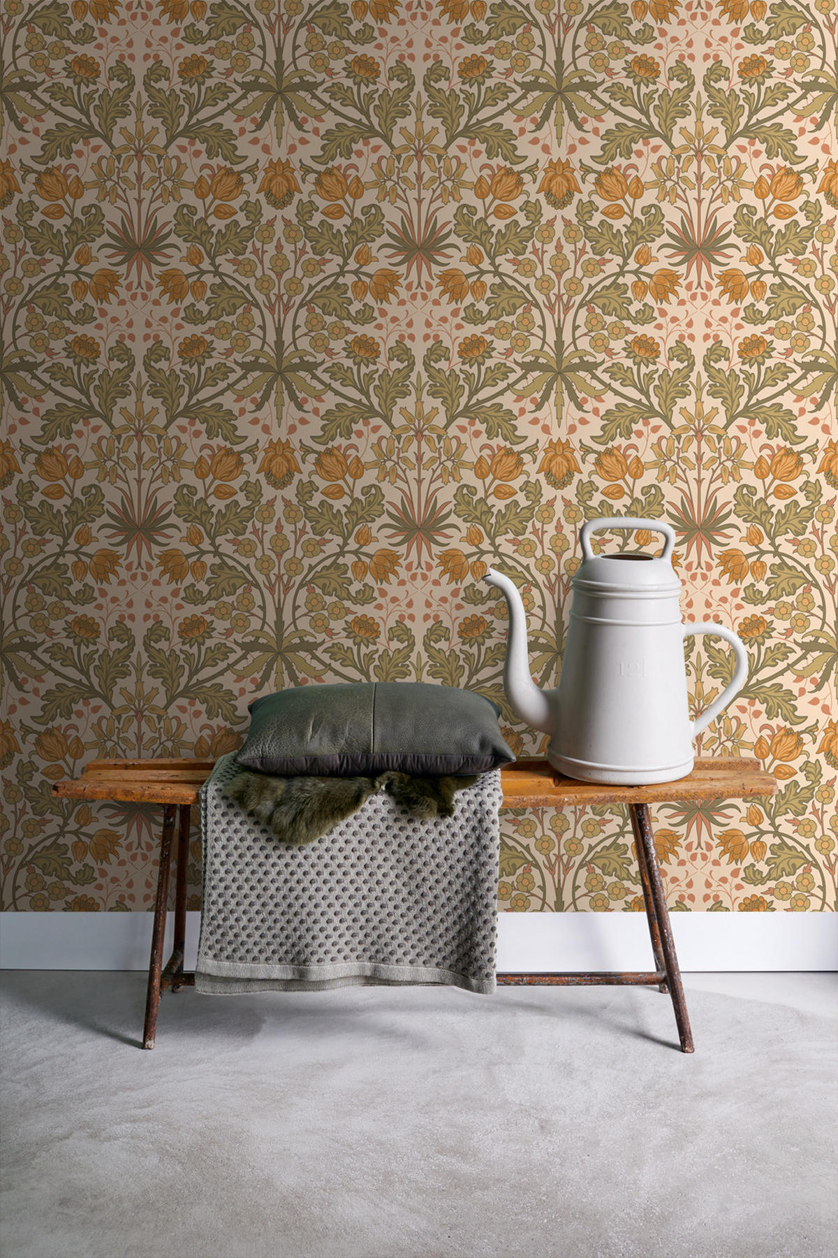 TAPETE Blumenmuster im Jugendstil 50 x 900 cm - Orange, Papier (50/900cm) - ESTAhome