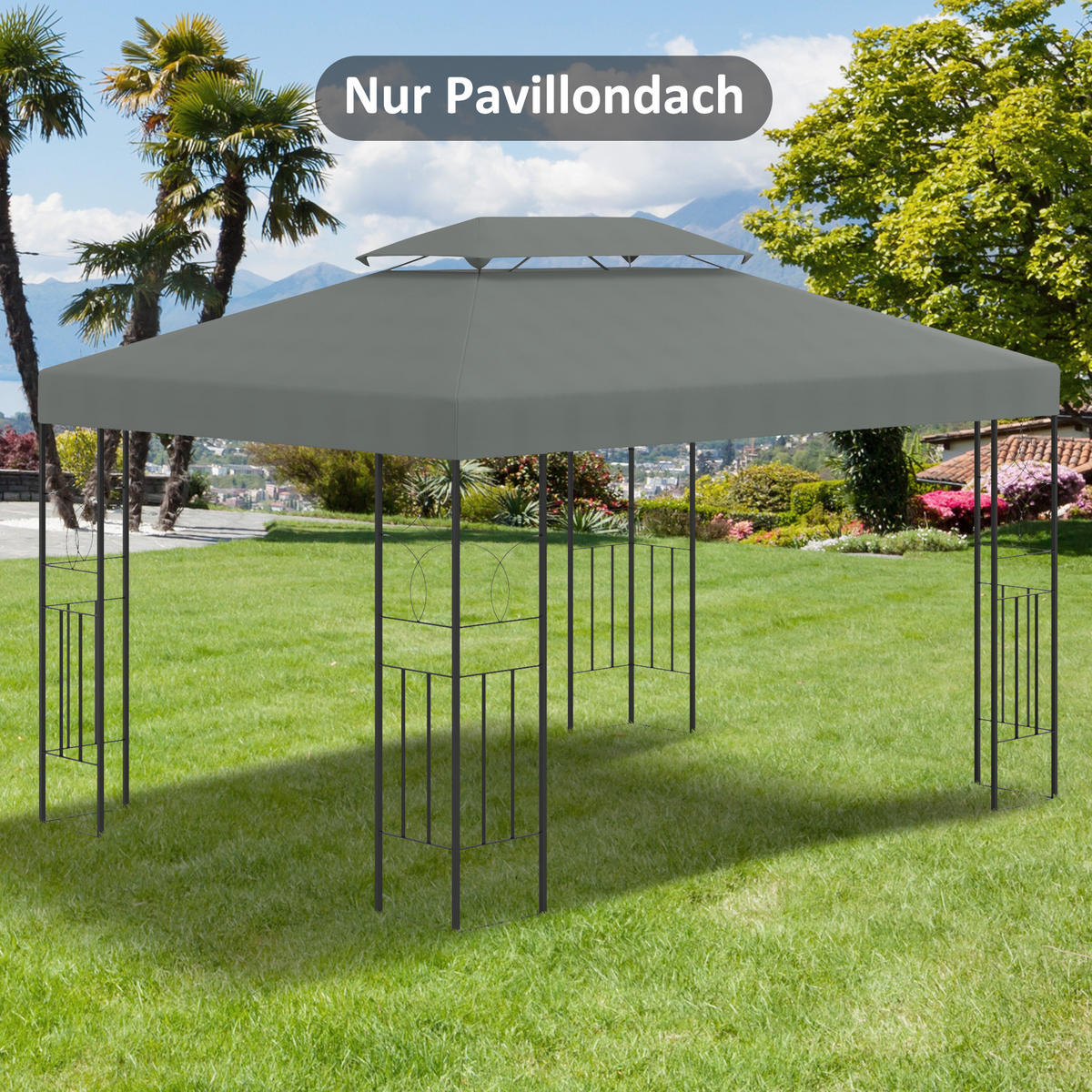 ERSATZDACH Dach 4x3 für Metall-Gartenpavillon Gartenzelt Partyzelt Dunkelgrau - Dunkelgrau, Kunststoff (300/20/400cm) - Outsunny