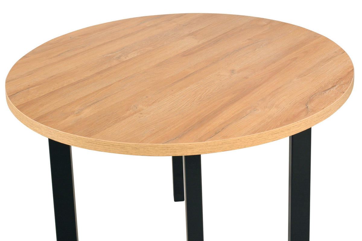 ESSTISCH Poli 2, 100 cm, grandson - Birkefarben/Schwarz, Holz (100/100/76cm) - Leaf Design