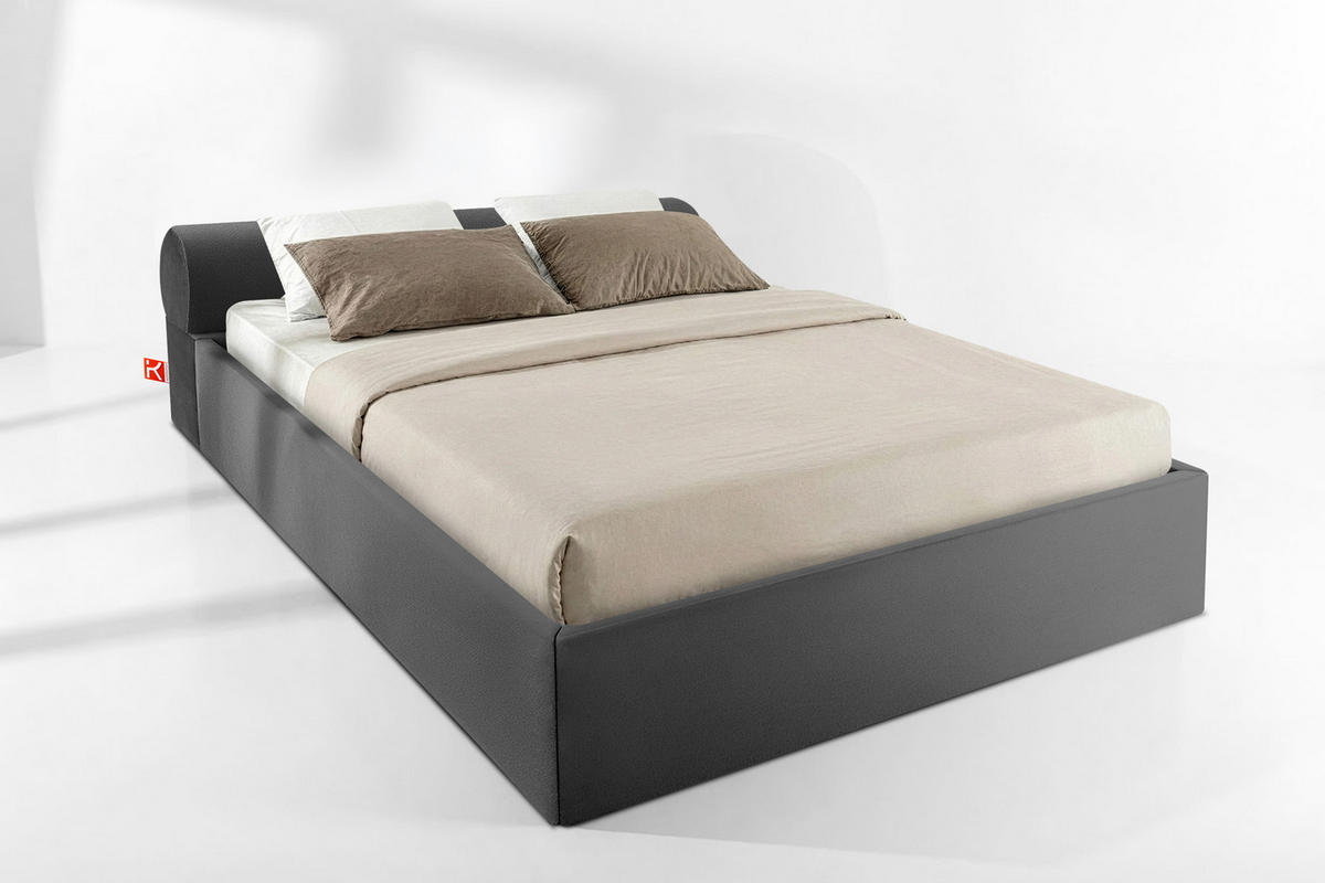 POLSTERBETT LUNEO - Anthrazit/Schwarz, Holz/Holzwerkstoff (182/204cm) - KONSIMO®