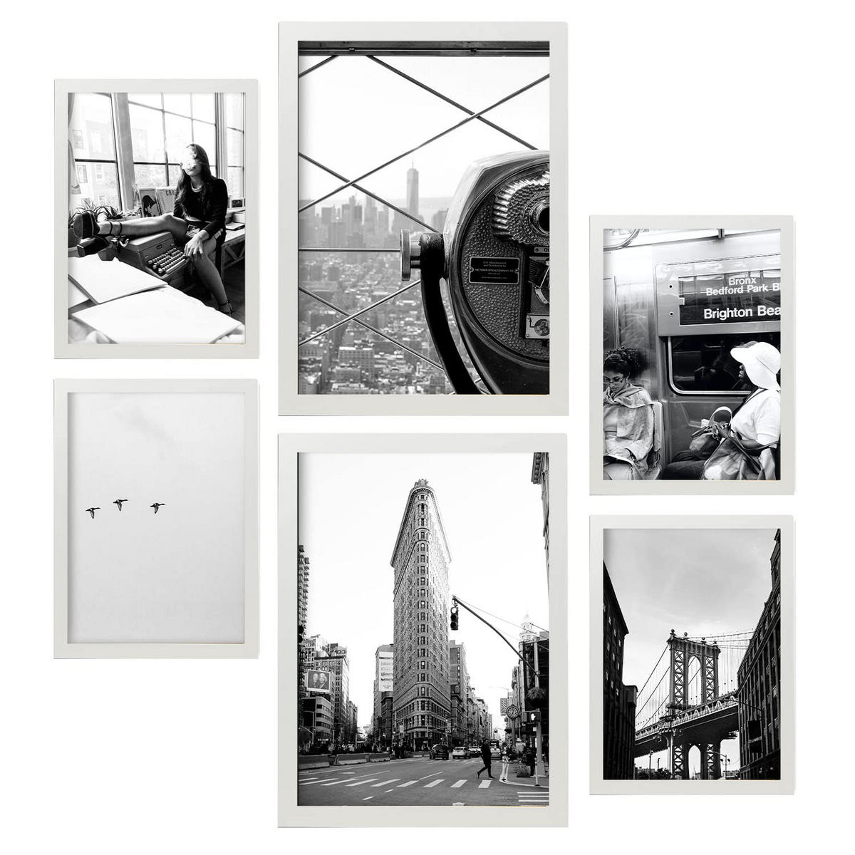 POSTER Set Mit 6 New York Schwarzweiß A3 & A4 Rahmenlos - Klar, Papier (29/3cm) - Nacnic