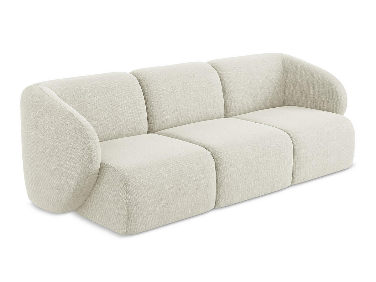 3-SITZER SOFA Bouclé Stoff Beige - Sandfarben/Schwarz, Holzwerkstoff/Kunststoff (244/75/94cm) - Makamii