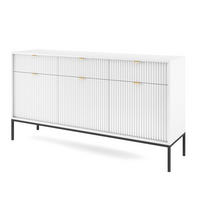 SIDEBOARD NANAIMO KOM3-3D3S Profilierte Fronten, Weiß - Weiß, Holzwerkstoff/Kunststoff (154/83/39cm) - Komodee